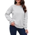 thumbnail image 2 of kytmyeq Women's Casual Fashion Solid Long Sleeve O-Neck Pullover Hoodies Top Blouse, 2 of 8