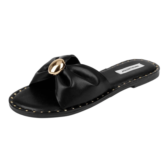 Sandalias de piso Exterior Piel vegana Color Negro Para Mujer De RBBASICS