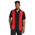 thumbnail image 1 of 9 Crowns Men's Retro Bowling Bahama Camp Button-Down Shirt (Red/Black, X-Large), 1 of 4