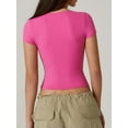 thumbnail image 6 of Women's Crop Tops Solid Color T-Shirts Short Sleeve Sweetheart Neck Blouse Slim Fit Tops Summer Shirts, 6 of 6