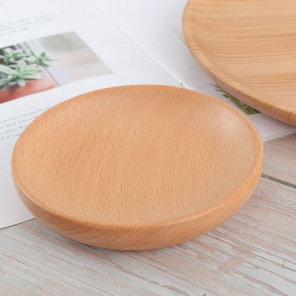 OUNONA  Wooden Dessert Plate Serving Tray with Handles Dinner Trays Decorative