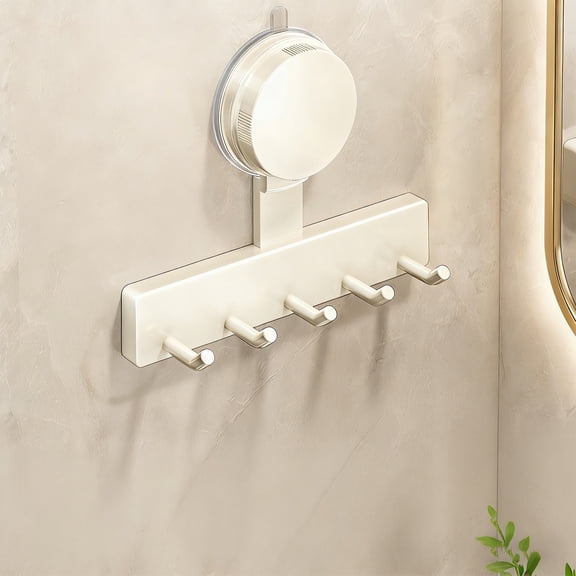 Suction Cup Wall Hooks | No Drill Adhesive Towel Rack | Strong Load-Bearing Bathroom & Kitchen Storage Organizer | 3-Hook or 5-Hook Options