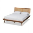 thumbnail image 2 of Baxton Studio Nura Mid-Century Modern Walnut Brown Finished Wood and Synthetic Rattan Full Size Platform Bed, 2 of 6