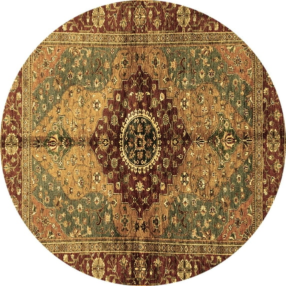 Ahgly Company Machine Washable Indoor Round Persian Brown Traditional Area Rugs, 3' Round