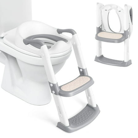PU Foldable Toilet Step Stool - Grey White