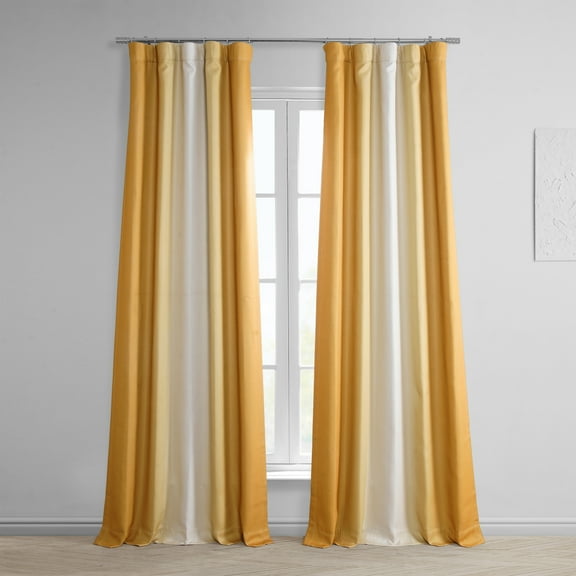 Parallel Gold Printed Linen Textured Blackout Curtain (1 Panel), Parallel Gold, 50W X 108L