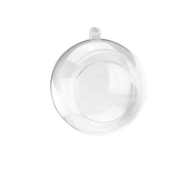 Fillable Plastic Clear Ball Ornament With Opening, 31/4Inch, 12Count