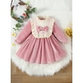 thumbnail image 2 of Bslissey Toddler Baby Girls Christmas Velvet Dress Long Sleeve Ruffled Mock Neck Patchwork A-line Dress Infant Casual Cute Princess Dress Daily Clothes 6 Months-3 Years, 2 of 7