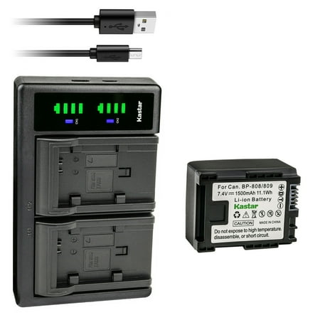 Kastar 1-Pack Battery and LTD2 USB Charger Replacement for Canon BP-809 BP809 BP-809/B BP-809/S BP-819 BP819 BP-827 BP827 Battery Canon CG-800 Charger