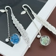 thumbnail image 3 of Wrapables Metal Leaf Bookmark with Charm for Book Lovers & Readers (Set of 2), Mint & Blue, 3 of 7