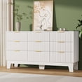 thumbnail image 4 of Commode à 9 Tiroirs pour Chambre, Commode Cannelée de 59 Pouces de Large avec Poignée en Métal, Commode Moderne en Bois Meuble Télé, Organisateur de Rangement pour Vêtements Garde-Robe en Bois pour Couloir, Entrée, Blanc, 4 of 8