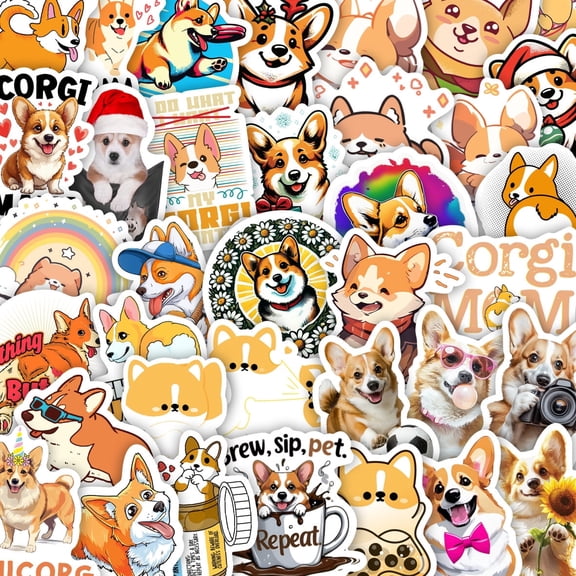 49 Corgi Stickers – Waterproof Vinyl Cute Dog Decals for Water Bottles, Laptops, Notebooks, Tumblers, Phone Cases & Journals