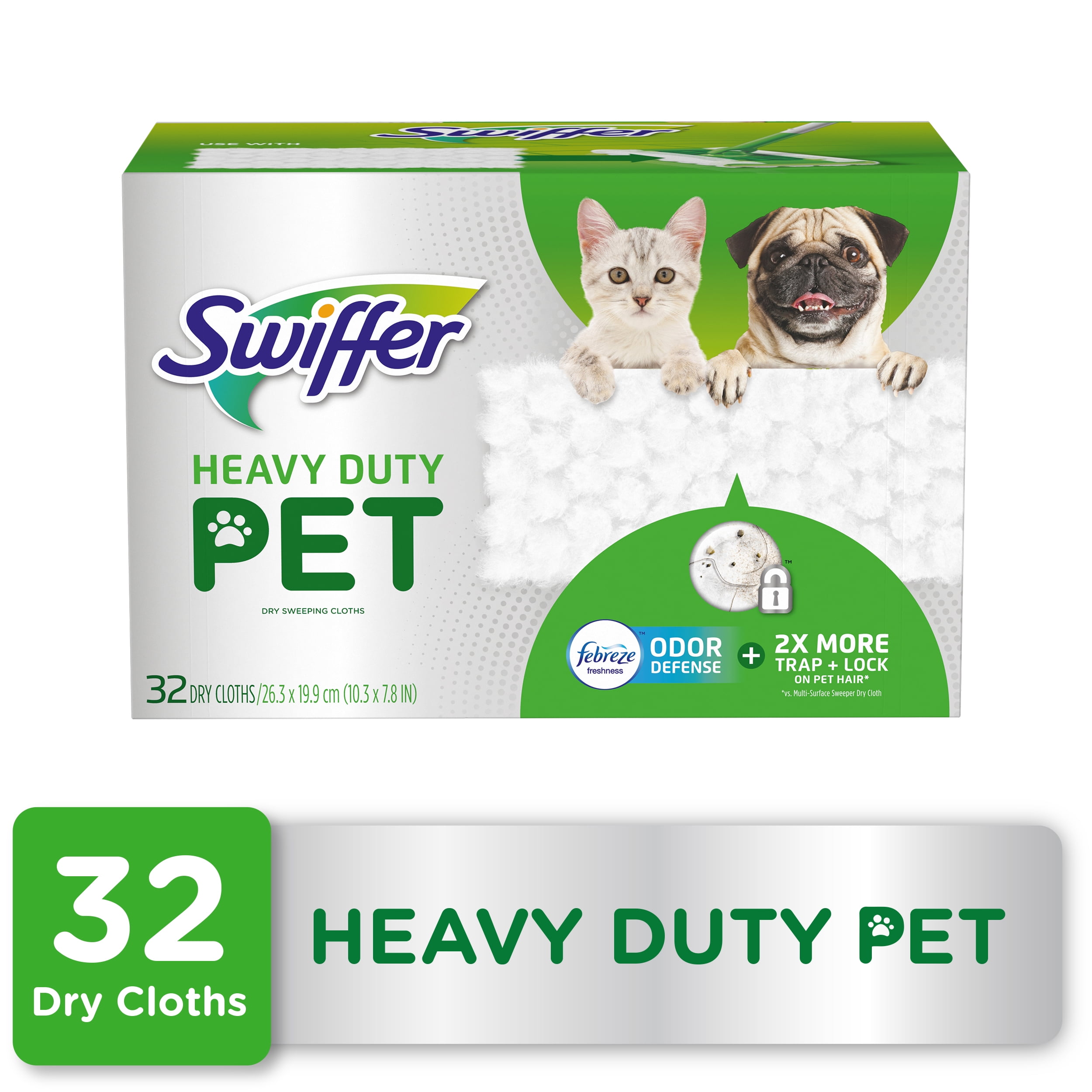 Swiffer Sweeper Heavy Duty Pet Dry Pad Refills, Febreze Odor Defense