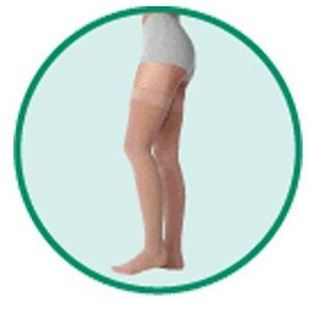 

Thigh High Stocking - Full-Thigh Silicone Border - Full Foot Beige Size 4 Large Compression 30