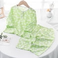 thumbnail image 2 of Qingpeng Girls Button Down Sleepwear Crewneck Long Sleeves Top + Trousers 2PCS Pajama Sets Casual Loungewear Outfit, 2 of 3