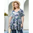 thumbnail image 5 of LARACE Plus Size Blouse for Women Short Sleeve Casual Shirt Tunic Tops T-Shirt Loose Shirt, 5 of 8