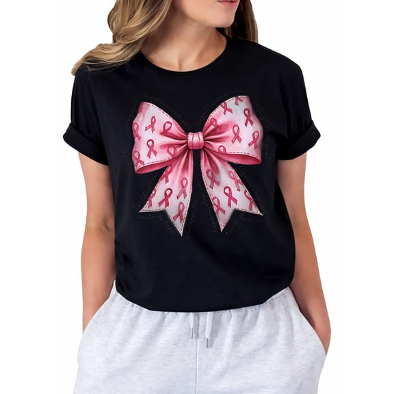 Breast Cancer Shirts for Women Breast Cancer Awareness Shirts Pink Ribbon Tee Cancer Care Gift Crew Neck Tshirts