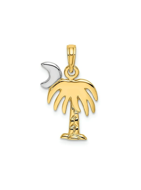 FJC Finejewelers 14k Yellow Gold with Rhodium Charleston Palm Tree Moon - Hp Charm