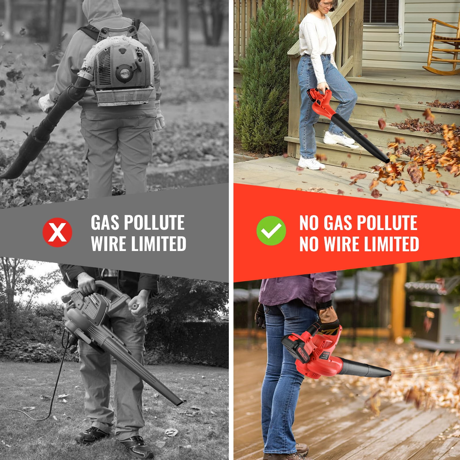 Cordless Leaf Blower 20V Electric Leaf Blower with 450 CFM 150 MPH, Lightweight Handheld Yard Blower with 2 Batteries & Fast Charger for Lawn Patio Driveway Cleaning Orange