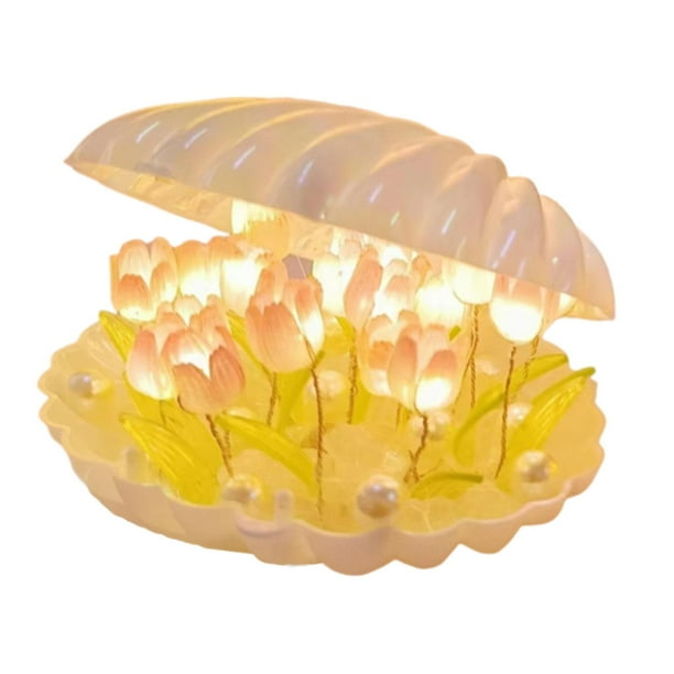 Luz nocturna DIY concha MATERIAL decoración hogar Ornamento Simulación Flor LED