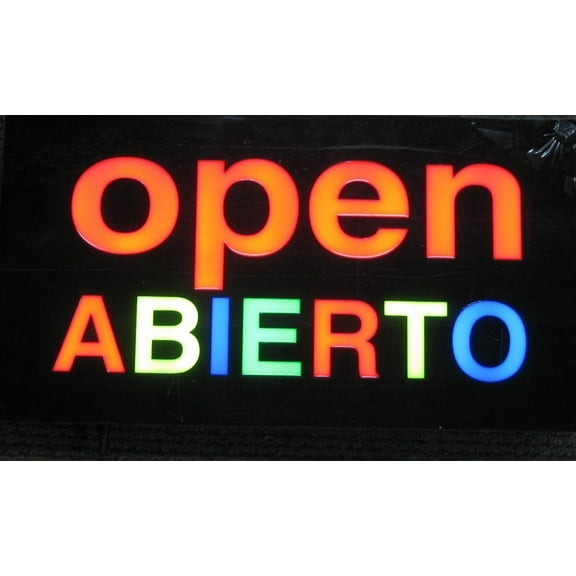 Lighted LED Window Sign ABIERTO SHOP RESTAURANT Non Neon Display 17"x 9" Open Spanish Day and Night