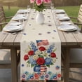 thumbnail image 4 of 4th of July Floral Table Runner 72 Inches, Vintage Red Blue Roses Patriotic Bed Runner Dresser Scarves Tabletop for Indoor Outdoor Parties/Ceremony/Banquet, 14" x 72", 4 of 9