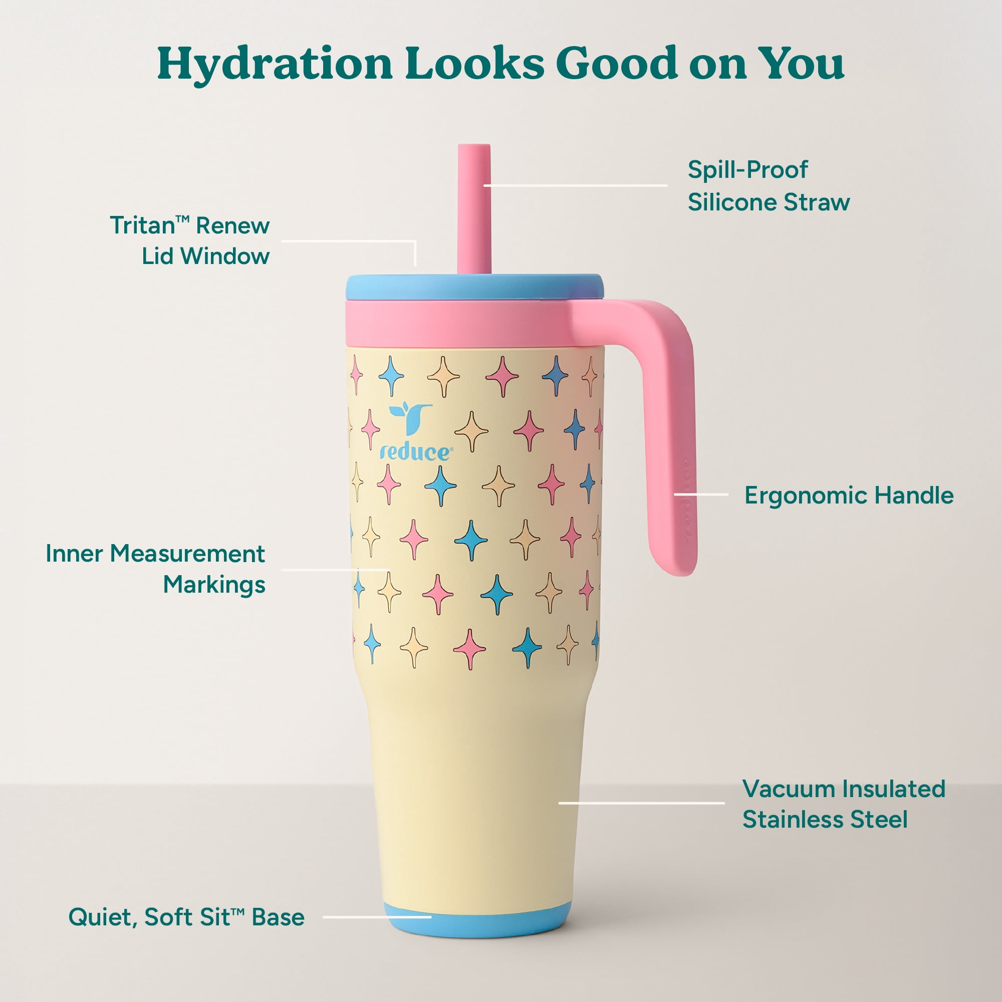 Reduce Jamie Makeup 40oz Chiller Tumbler with Handle with Spill-Proof Straw - Starry