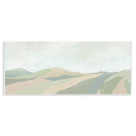 Stupell Industries Striped Green Hills Landscape & Nature Painting Unframed Art Print Wall Art, 17 x 7