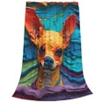 thumbnail image 2 of Fuzoiu Colorful Textured Chihuahua Print Ultra-Soft Micro Fleece Blanket,All Seasons Flannel Throw, Lightweight Blanket for Bed, Sofa, Couch, Movie Night, Camping, and Travel-40"x30", 2 of 7