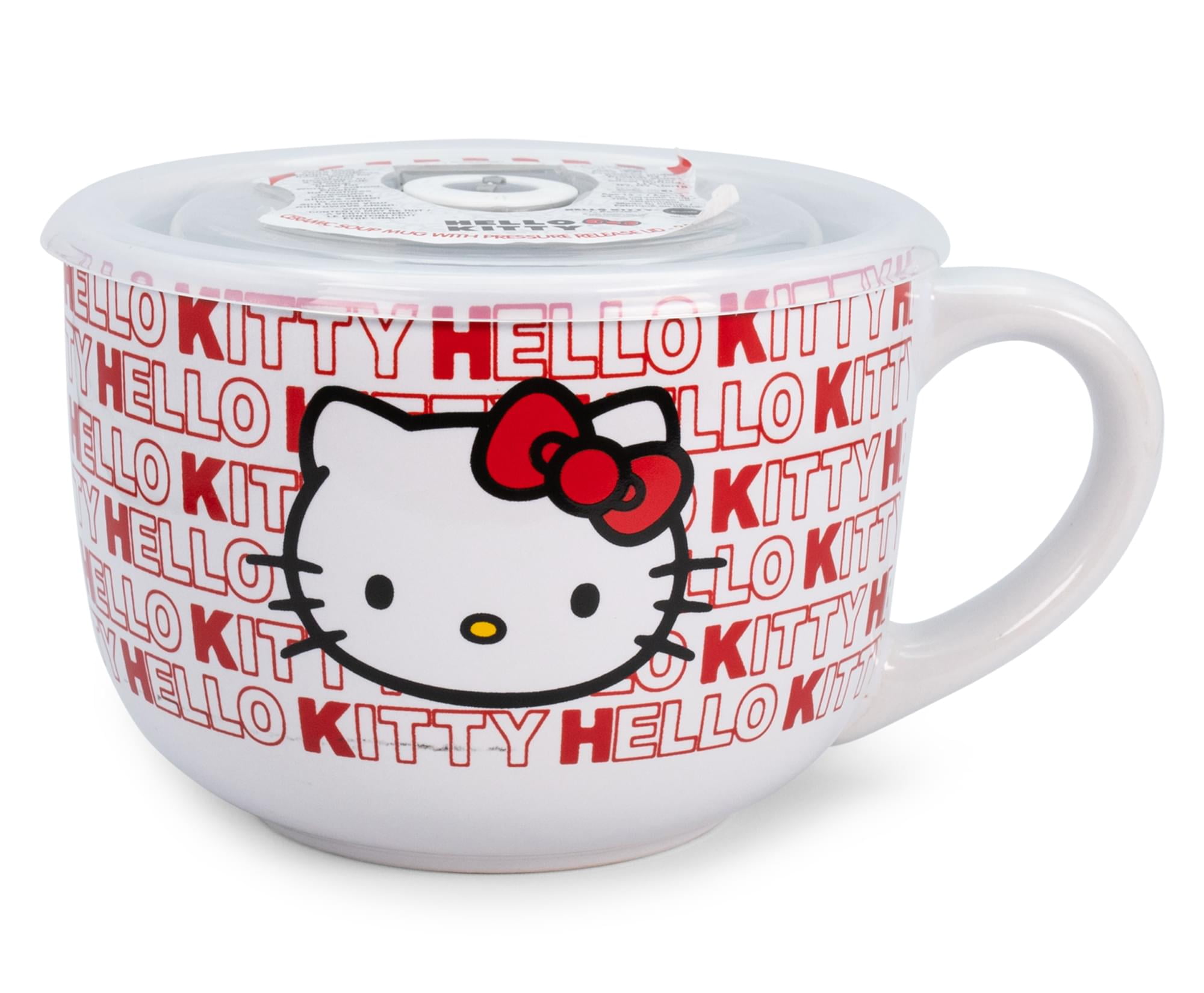 Sanrio Hello Kitty Soup Cup 14 × 4 × 10.5 cm 230ml with handles Microwave OK Dinnerware Saucers Kitchen Blue