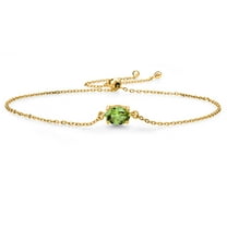 Gem Stone King 18K Yellow Gold Plated Silver Green Peridot Solitaire Bracelet for Women (0.90 Cttw, Oval Cut 7x5mm)