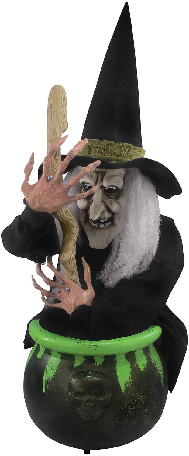 22Inch Animated Witch With Cauldron Light Up Halloween Prop Walmart