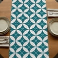 thumbnail image 5 of Table Runners 120 Inches Long Dress Scarves, Abstract Geometric Farmhouse Coffee/Dining/Kitchen Table Runner for Living Room, Vintage Rhombus Circle Texture Green 13x120 Inch, 5 of 9