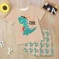 thumbnail image 3 of Kids Clothes Boys Toddler Baby Boy Set Spring Summer Cotton Elastic Print 18-24 Months 2t 3t 4t 5t 6t Tshirt Shorts T-Shirt with Solid 2Pcs Outfit Dinosaur Summer Pajamas Sleepwear Set, 3 of 4