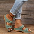thumbnail image 3 of Orthopedic Wedge Sandals for Women Open Toe Slides Fashion Bohemia Embroidery Slip on Beach Shoes Comfortable Slip on Summer Slippers Light Green Size 9.5, 3 of 6