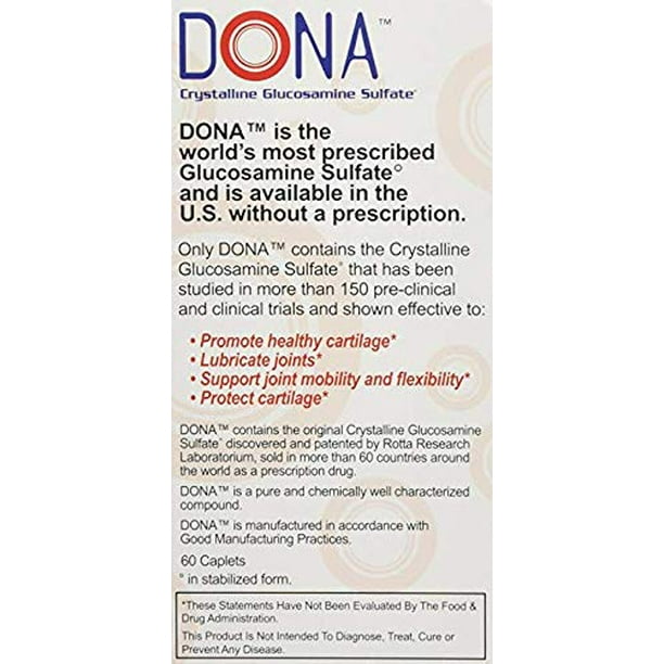 DONA Crystalline Glucosamine Sulfate 60 caplets (2 Pack)