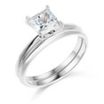 thumbnail image 2 of Wellingsale Ladies Solid 14k White Gold Polished CZ Cubic Zirconia Princess Cut Engagement Ring and Matching Band Bridal Set - Size 8, 2 of 8