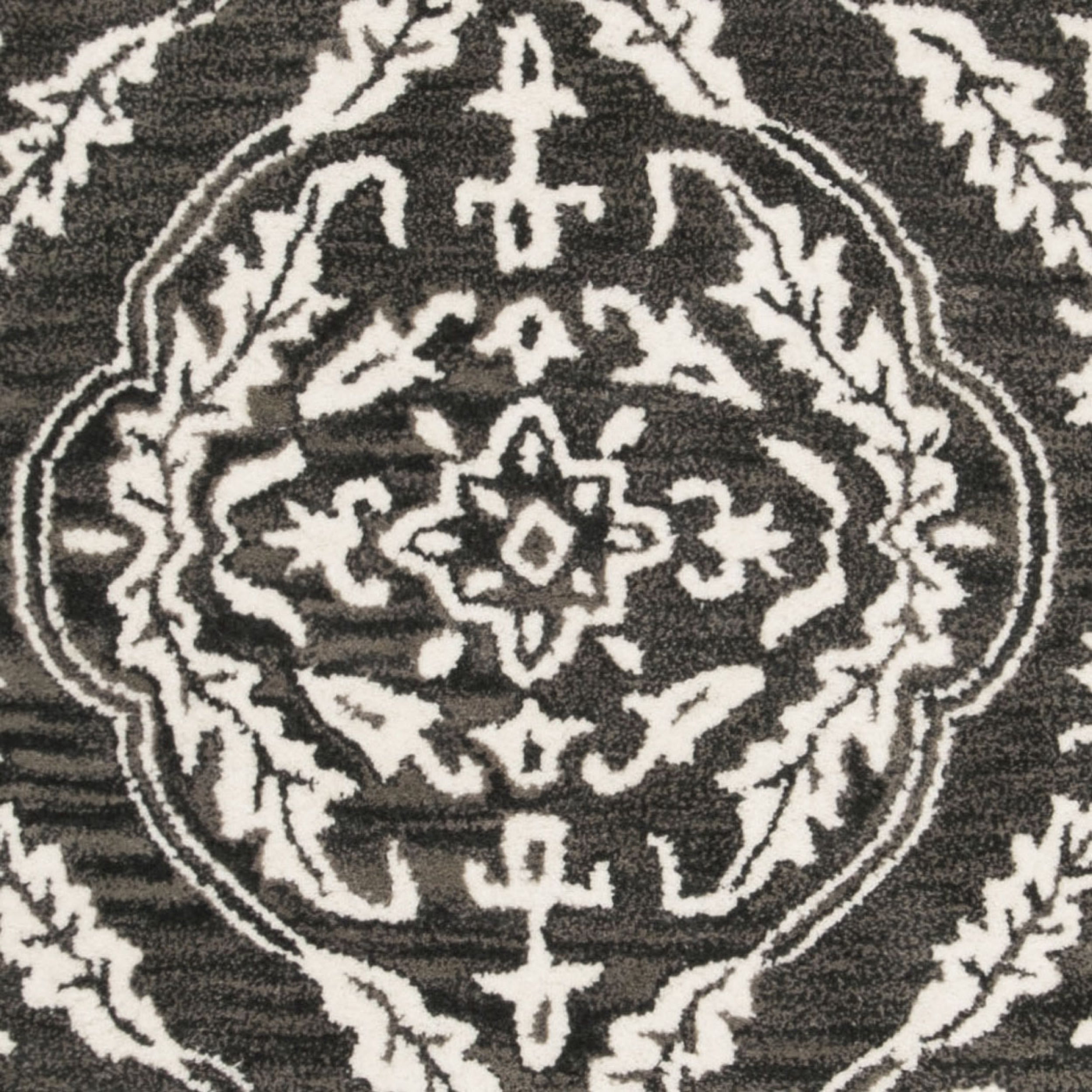 SAFAVIEH Blossom Frieda Damask Wool Area Rug, Charcoal/Ivory, 6' x 6' Square