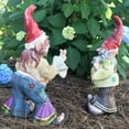 thumbnail image 3 of Homestyles Jerry "Peace Man" and Janice "Chick" Flower Child Hippie Groovy Gnome Home & Garden Large Outdoor Statue Set, 3 of 5
