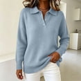 thumbnail image 4 of BODOAO Women's Polo Sweater Long Sleeve Pullover Collared Button Neck Knit Sweater Top with Drop Shoulders 3 Button Placket and Oversized Relaxed Fit Long Sweater Top Sky Blue XL, 4 of 5