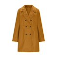thumbnail image 2 of Trench Coat Women Double Wool Blend Overcoat with Notch Lapel Design Lined Peacoat Womens Coat (Yellow XL), 2 of 5