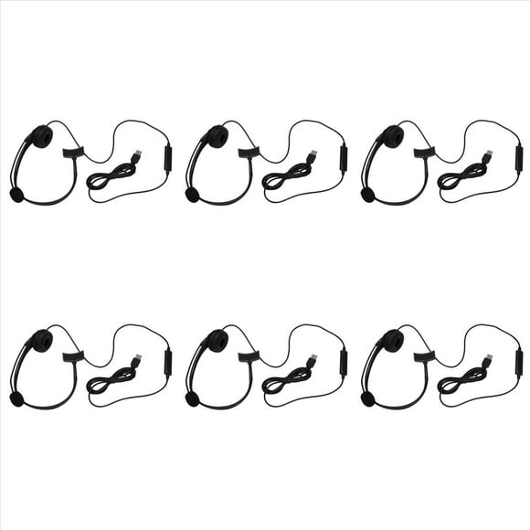 6X USB Call Center Headset with Noise Cancelling Mic Monaural Headphone for PC Home Office Phone Service Plug and Play,6 x Headset,black