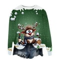 thumbnail image 5 of Fiaer Christmas Women Sweatshirts Trendy Funny Graphic Plus Size Tops Long Sleeve Crew Neck Fall Winter Pullover Green1 XXL, 5 of 5
