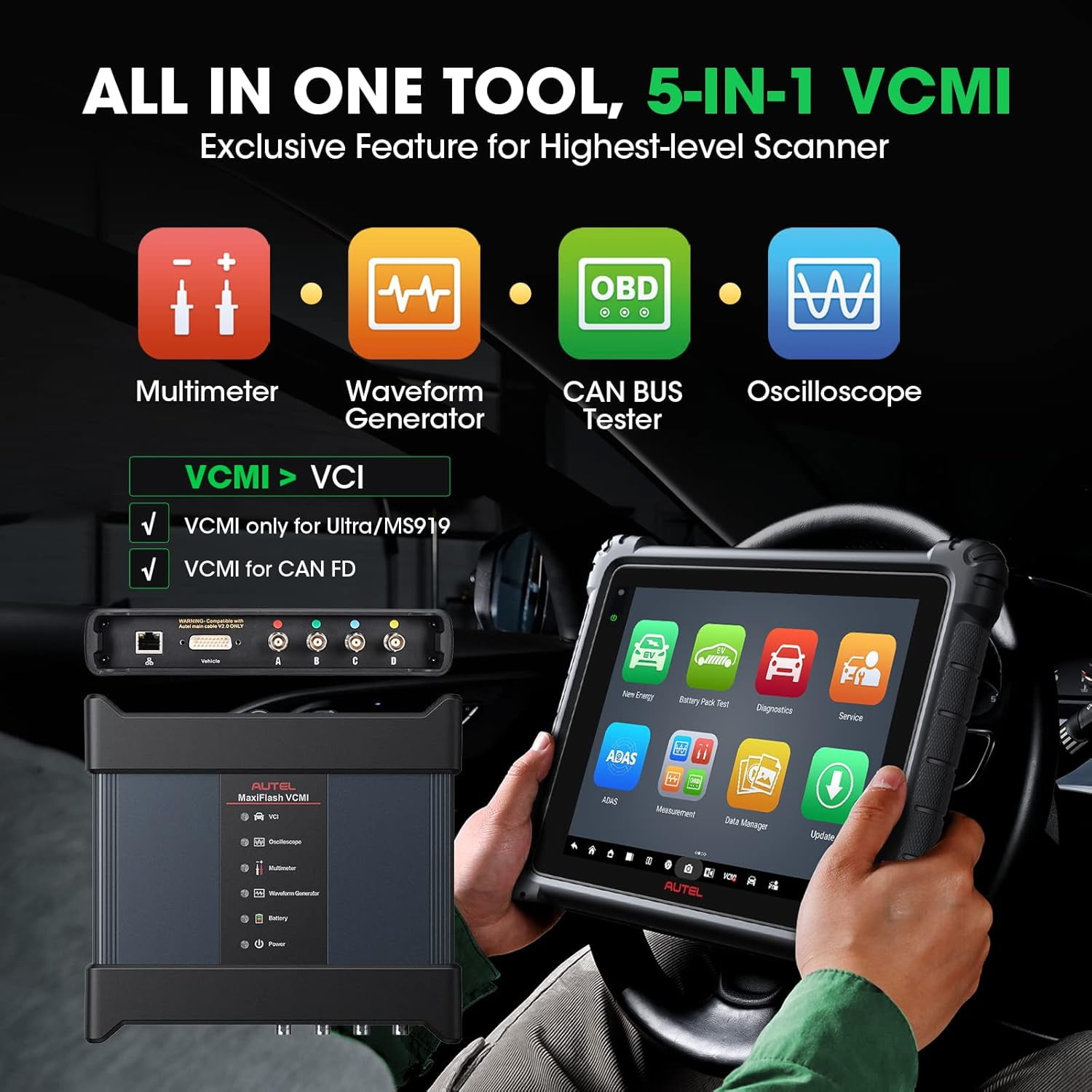Autel MaxiSys Ultra EV OBD2 Scanner, Diagnostic Scan Tool, High Voltage Battery Pack Analysis, Motor TruSpeed Repair, Better Ultra MS919 MS909, w/EVDiag Box, ECU Programming, 5-in-1 VCMI, 40+ Reset