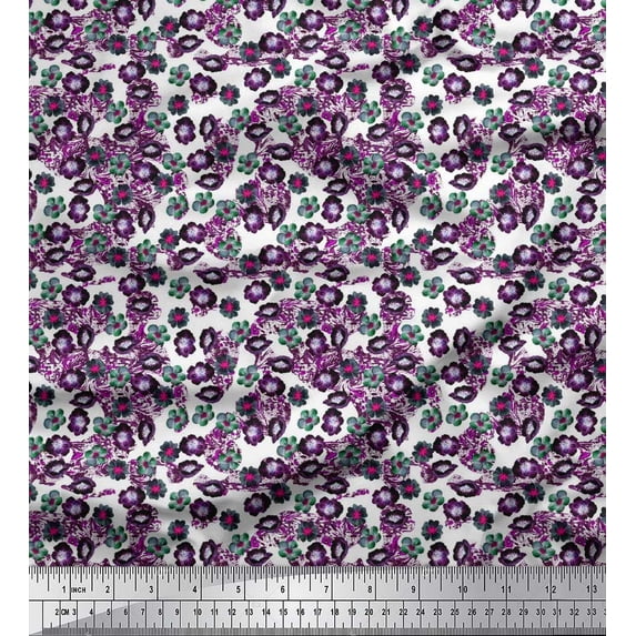 Soimoi Satin Silk Fabric Flower Watercolor Printed Fabric 1 Yard 42 Inch Wide