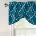 thumbnail image 4 of Teal Blue Stripes Tie Up Valance Curtains for Windows, Kitchen Curtains Window Treatments, Simple Geometric Modern Monochrome Short Window Shades Valances for Bedroom Bathroom Cafe 54"x18", 4 of 8