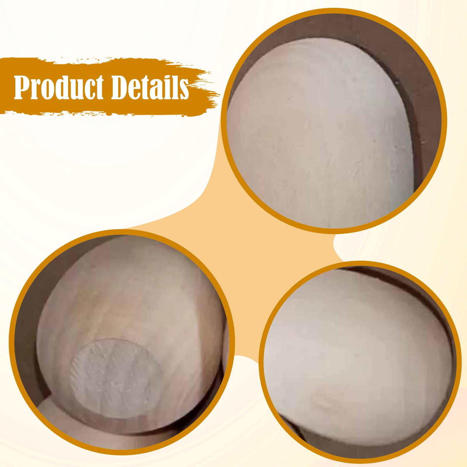 Milageto 6Pcs Unfinished Craft Wood Easter Decoration Fake Eggs Unpainted Wooden Eggs