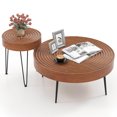 thumbnail image 1 of Costway Ensemble de 2 Tables Basses Rondes Style Ferme Table d'Appoint Fini Naturel pour Salon Brun, 1 of 10
