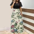 thumbnail image 1 of Puntoco Vestido De Manga Corta Con Cuello Redondo Y Falda Larga Estilo Resort Con Estampado Floral Para Mujer Negro M,Regalos Para Mujer Joven, 1 of 5