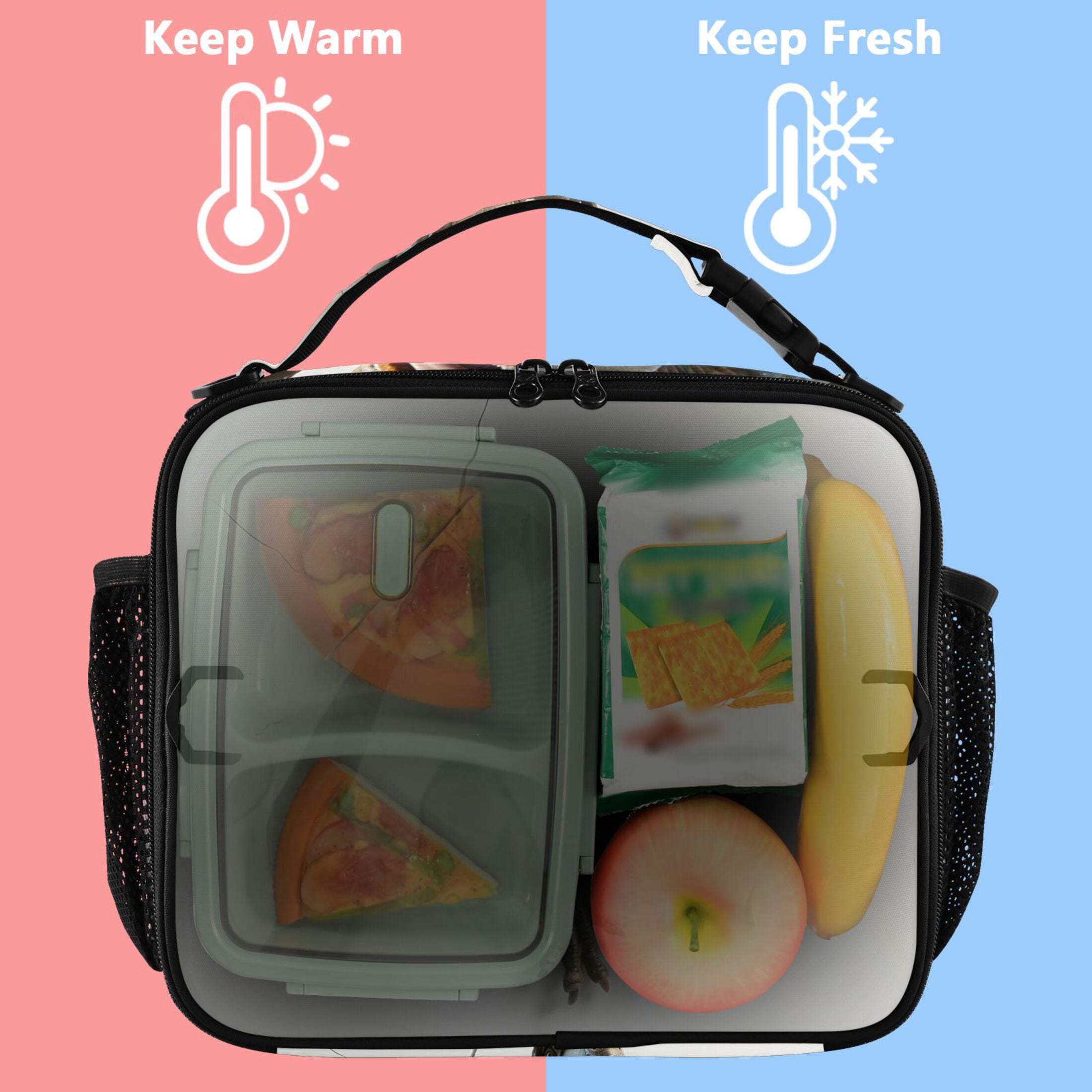 ALAZA Dinosaur Breaking Wall Lunch Box Insulated Lunch Bag Cooler Tote with Shoulder Strap